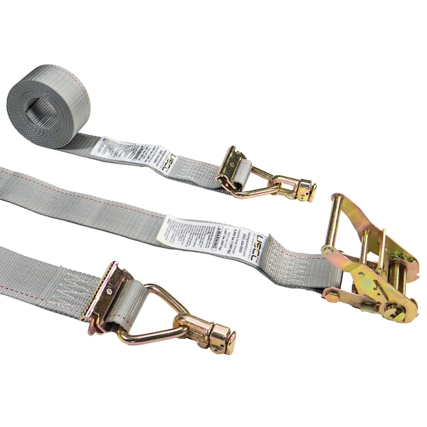 Us Cargo Control 2" x 16' Gray E Track Ratchet Straps w/ Double Stud Fittings 5316SEFDS-GRY - main